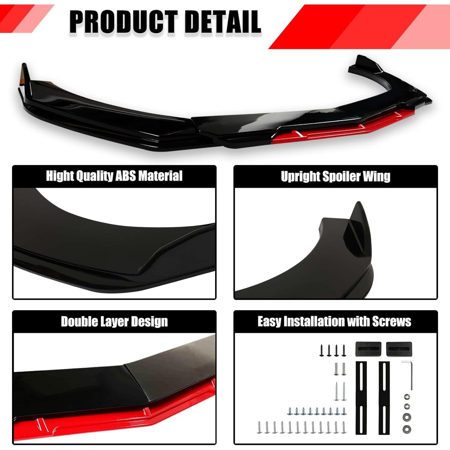 Labio de Parachoques Delantero Universal DREAMOTOR con Varillas Ajustables