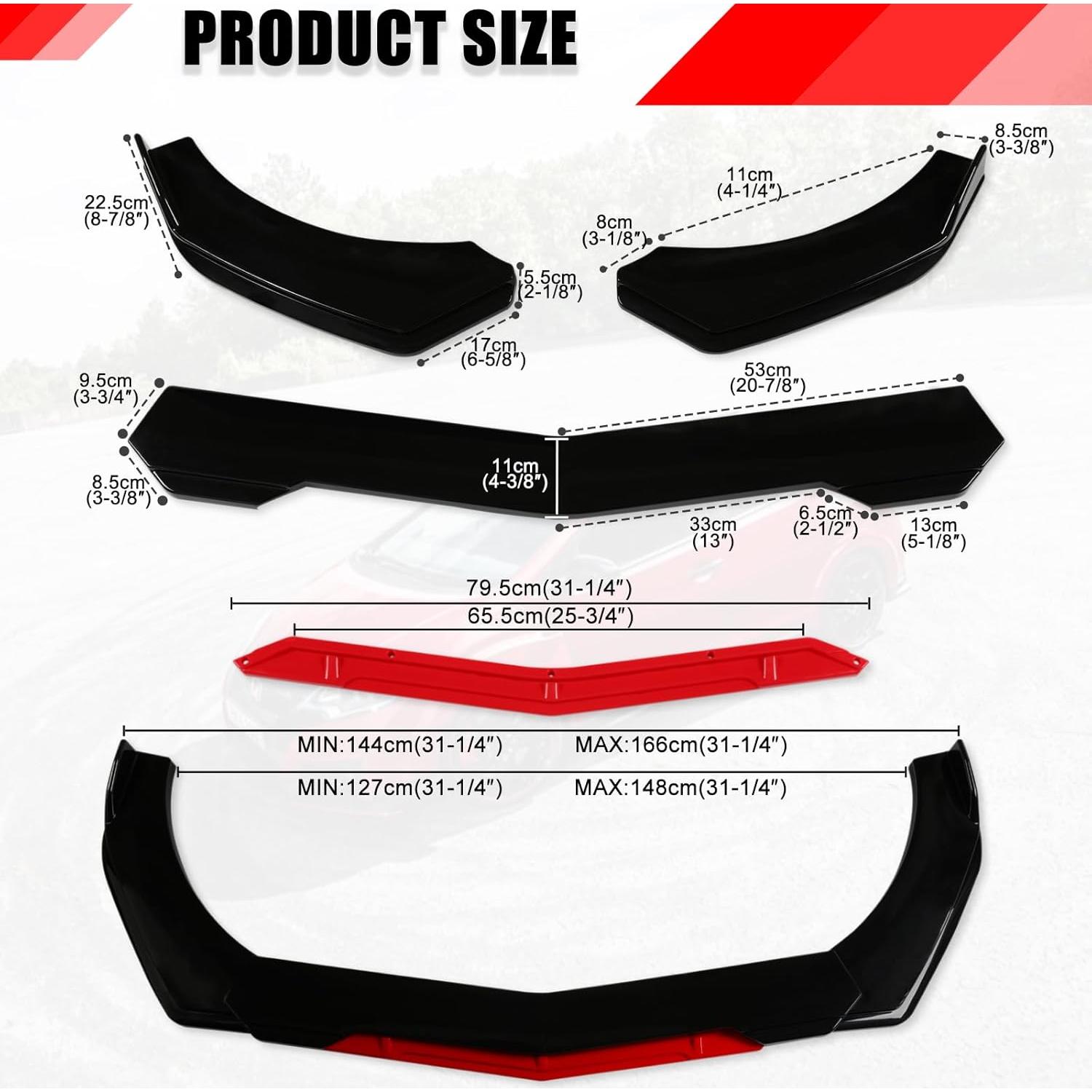 Labio de Parachoques Delantero Universal DREAMOTOR con Varillas Ajustables