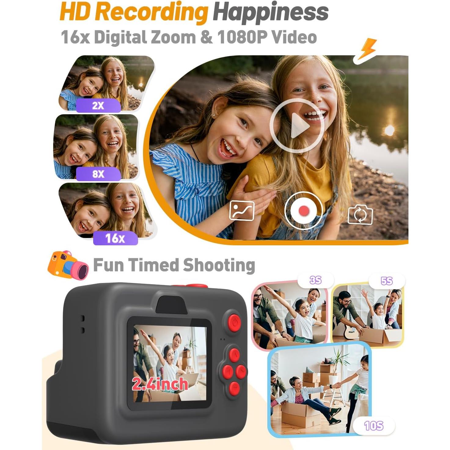 Cámara Instantánea Yehtta para Niños 2.4" 1080P con Impresión