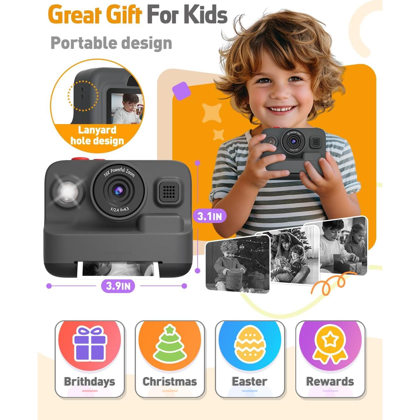 Cámara Instantánea Yehtta para Niños 2.4" 1080P con Impresión