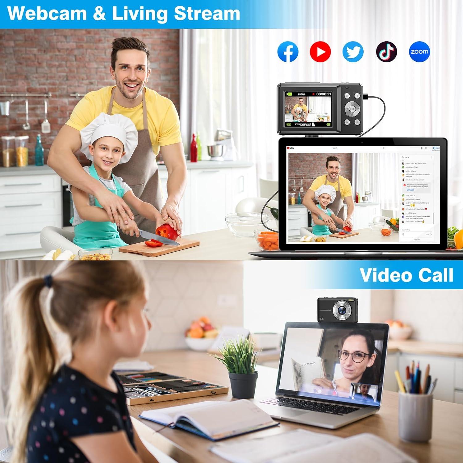 Cámara Digital VAHOIALD DC403 Negra 44MP FHD 1080P Zoom 16X
