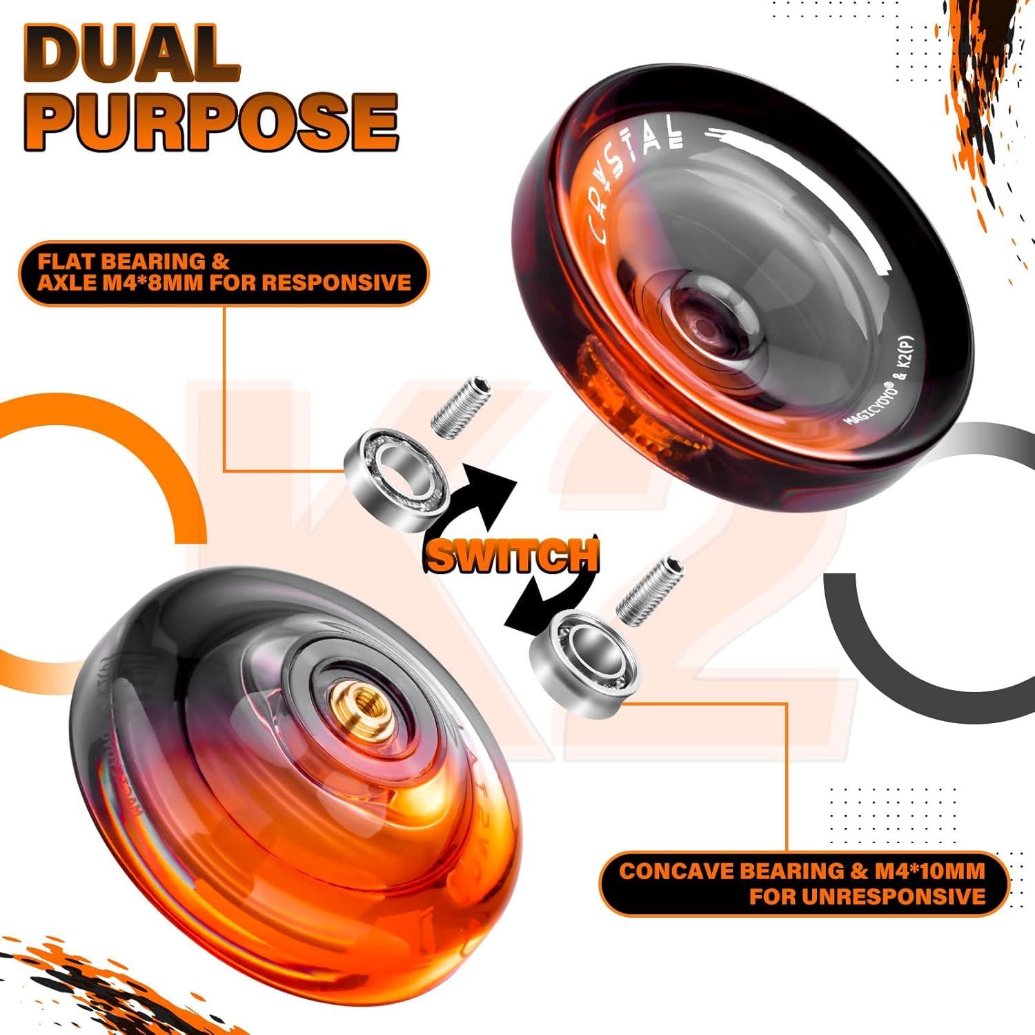 Yoyo MAGICYOYO K2 Cristal Negro Naranja para Niños y Adultos