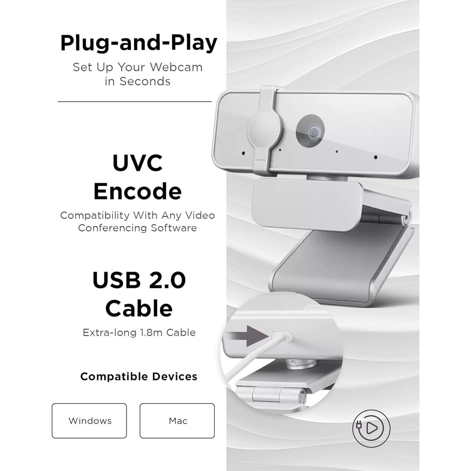 Cámara Web Lenovo 300 FHD 1080p con Micrófonos Duales