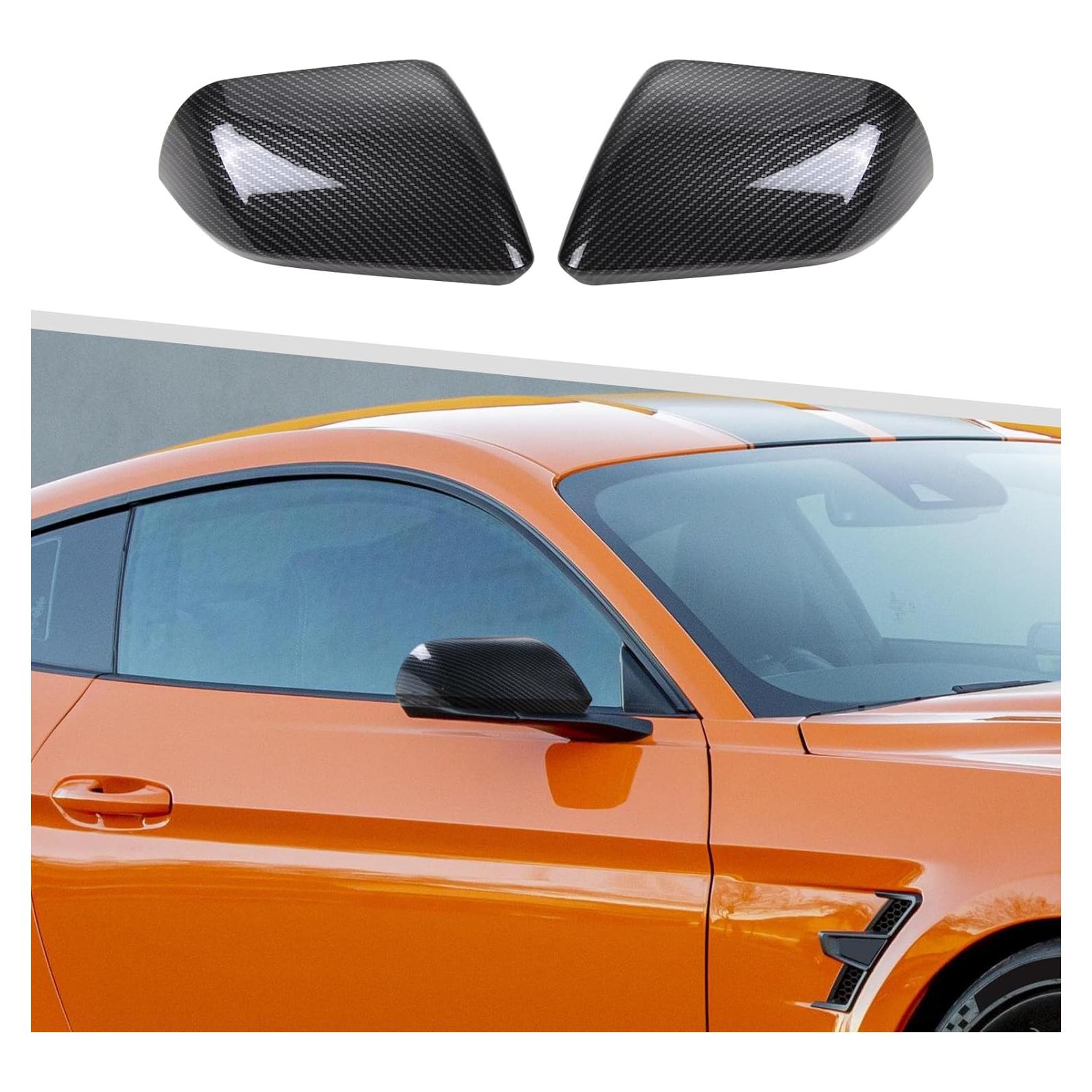 Cubierta de Espejo Retrovisor Jimen para Ford Mustang 2015-2023, 2PCS Fibra de Carbono