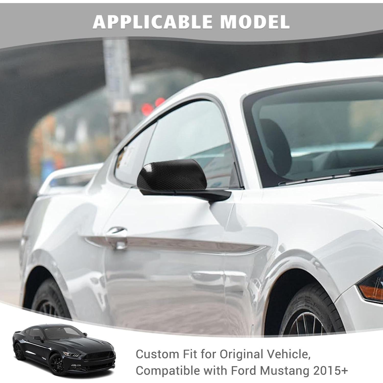 Cubierta de Espejo Retrovisor Jimen para Ford Mustang 2015-2023, 2PCS Fibra de Carbono