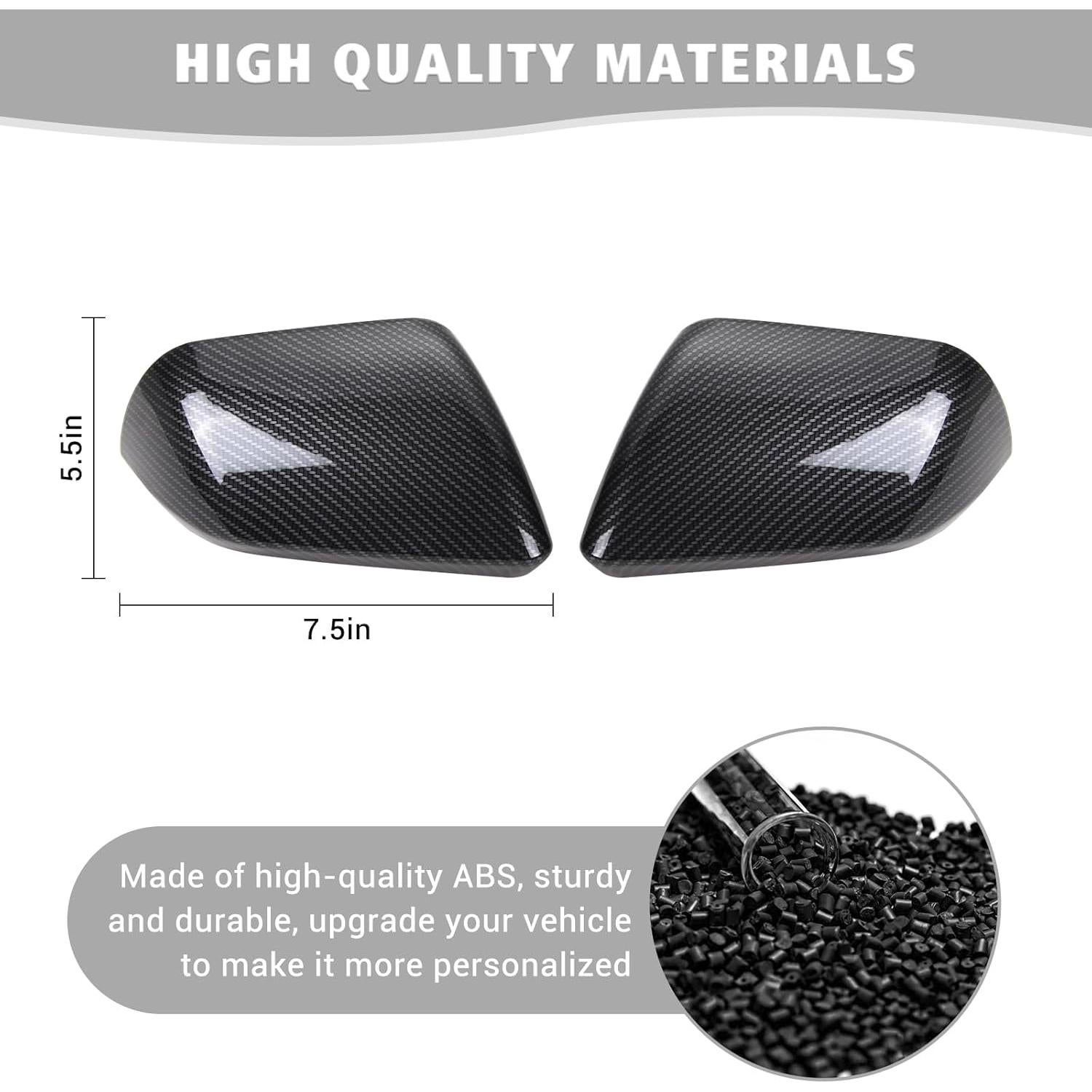 Cubierta de Espejo Retrovisor Jimen para Ford Mustang 2015-2023, 2PCS Fibra de Carbono