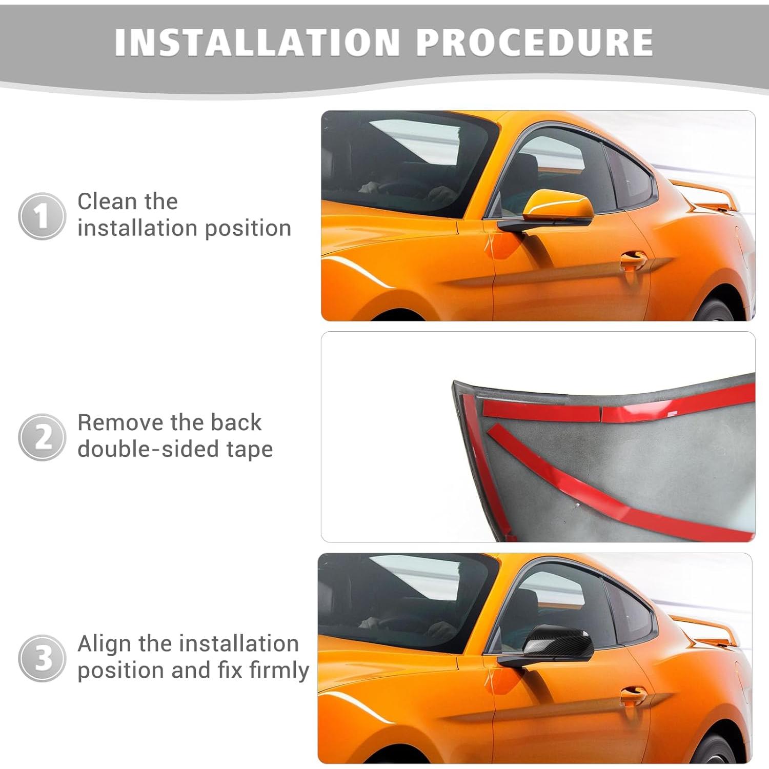 Cubierta de Espejo Retrovisor Jimen para Ford Mustang 2015-2023, 2PCS Fibra de Carbono