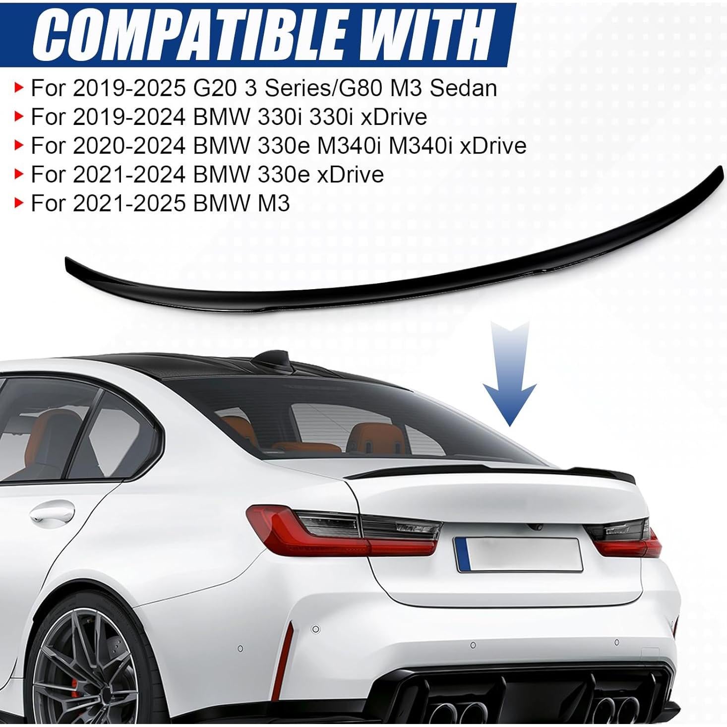 Spoiler Trasero YESENTECH para BMW G20 G80 M3 2019-2025 Negro
