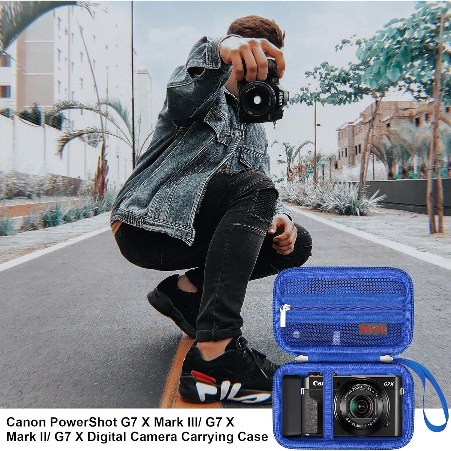 Funda de transporte Elonbo para Canon G7 X Mark III - Azul