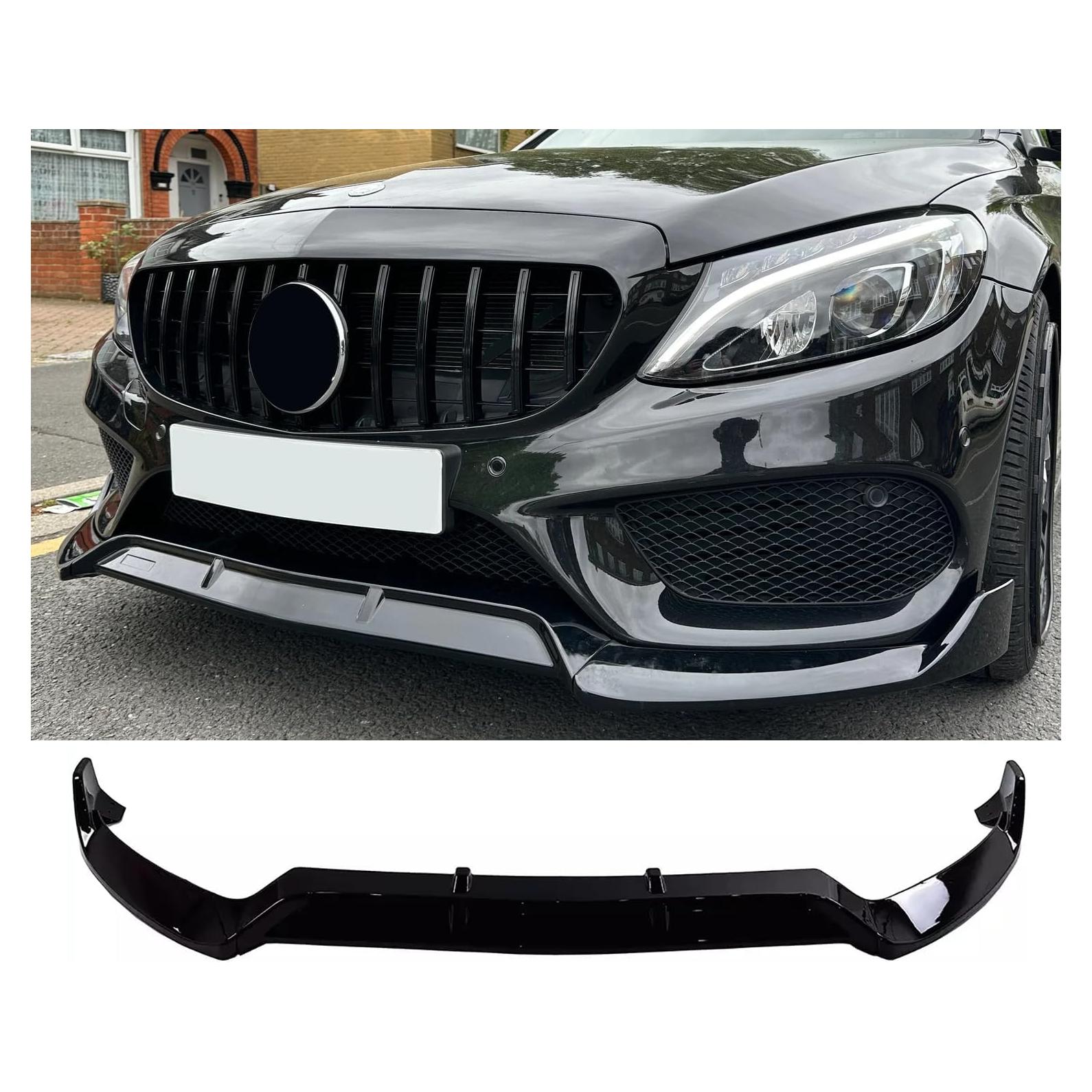 Divisor de Labio Frontal Negro Brillante para Clase C W205 AMG