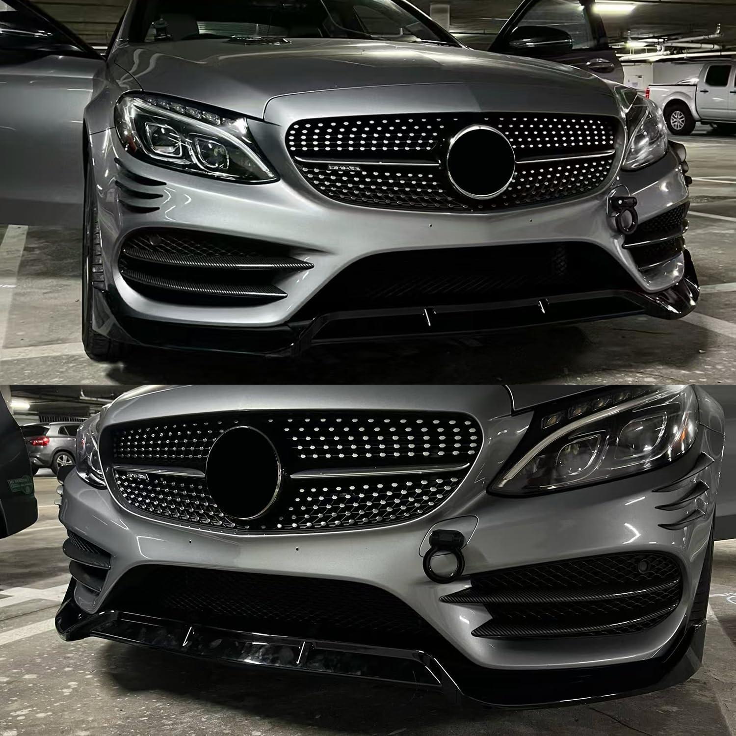 Divisor de Labio Frontal Negro Brillante para Clase C W205 AMG