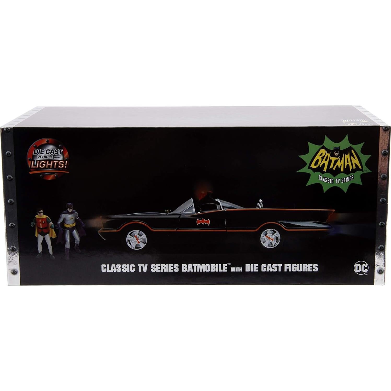 Batmóvil Jada 98625 1:18 con figuras de Batman y Robin