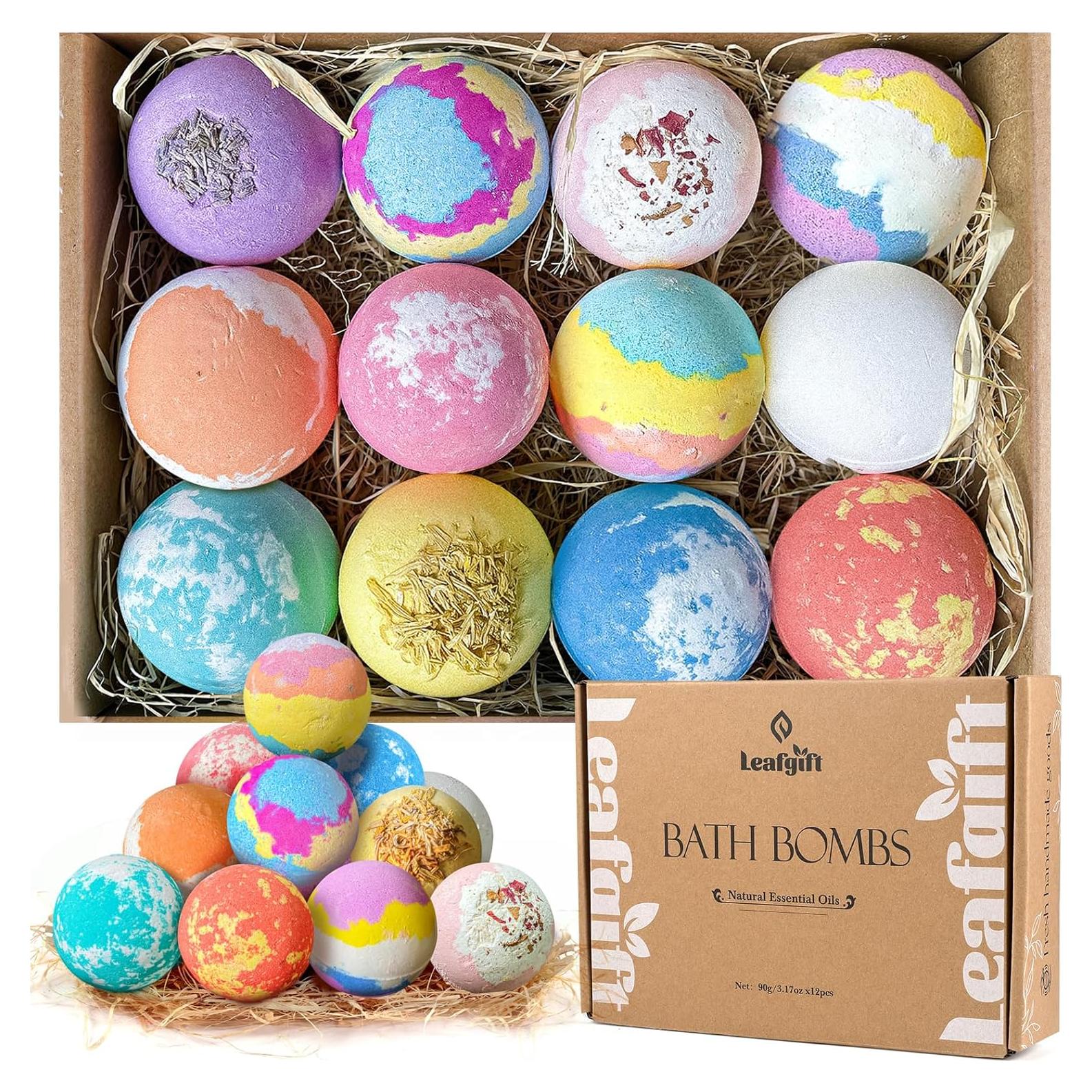 Juego de 12 Bombas de Baño Leafgift - Hechas a Mano, Hidratantes