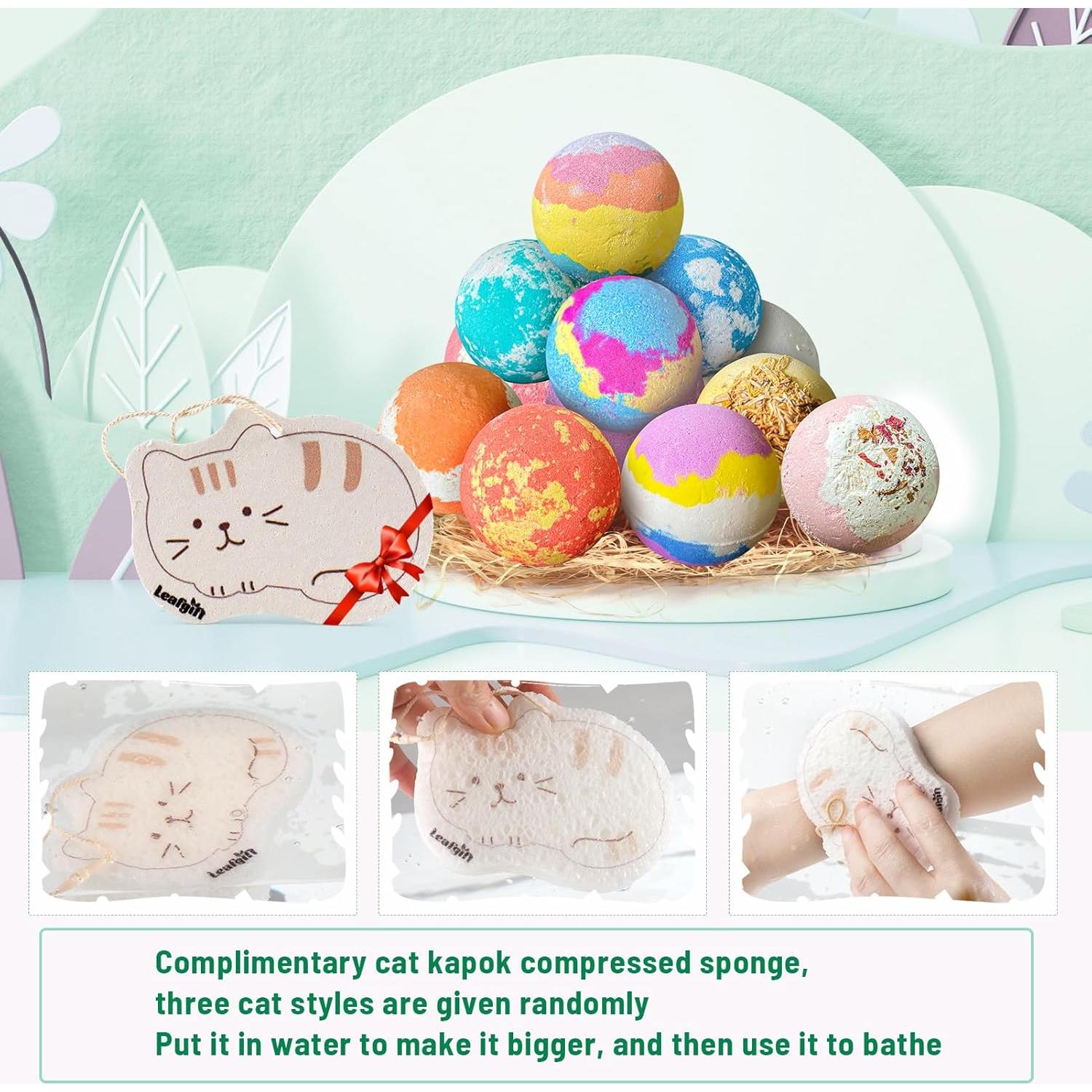 Juego de 12 Bombas de Baño Leafgift - Hechas a Mano, Hidratantes