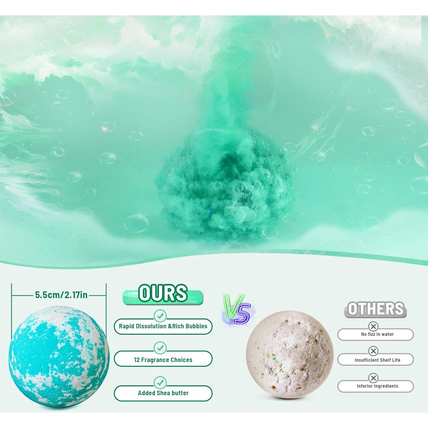 Juego de 12 Bombas de Baño Leafgift - Hechas a Mano, Hidratantes