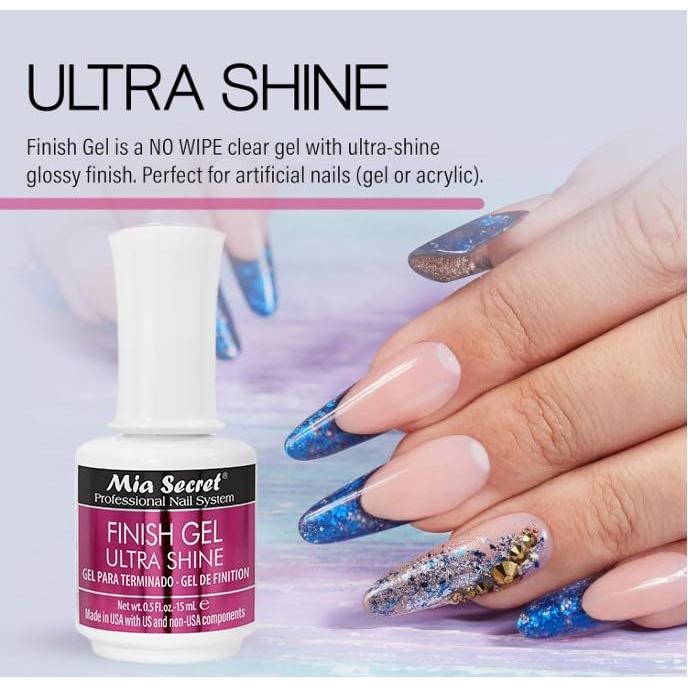 Gel de Acabado UV Mia Secret 15 ml - Brillo Duradero y Transparente