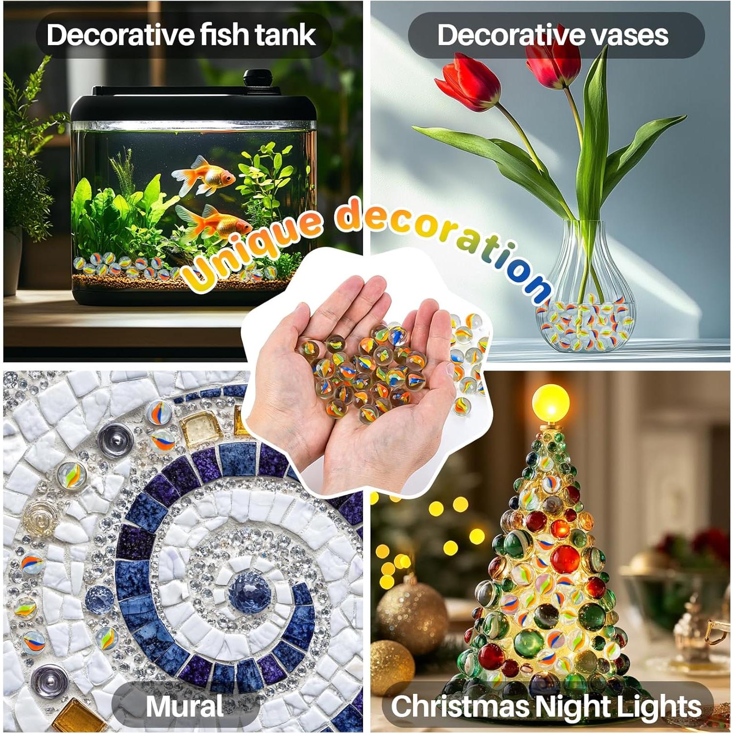 Canicas de Vidrio Sukh - 80 Pcs Ojos de Gato 16mm Decorativas