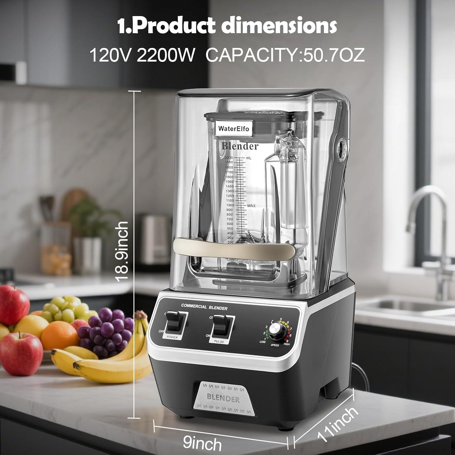 Licadora Comercial WaterElfo 2200W 2L Silenciosa Profesional