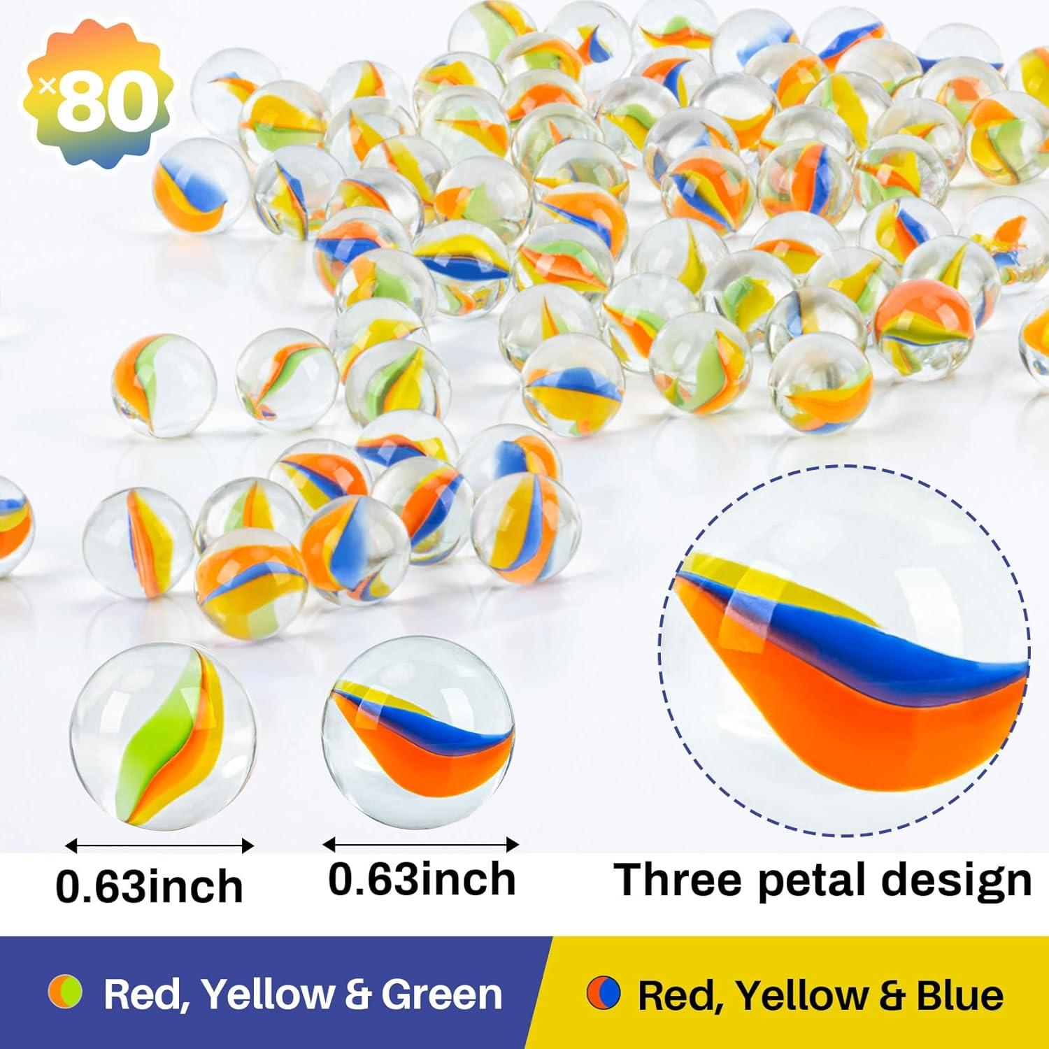 Canicas de Vidrio Sukh - 80 Pcs Ojos de Gato 16mm Decorativas