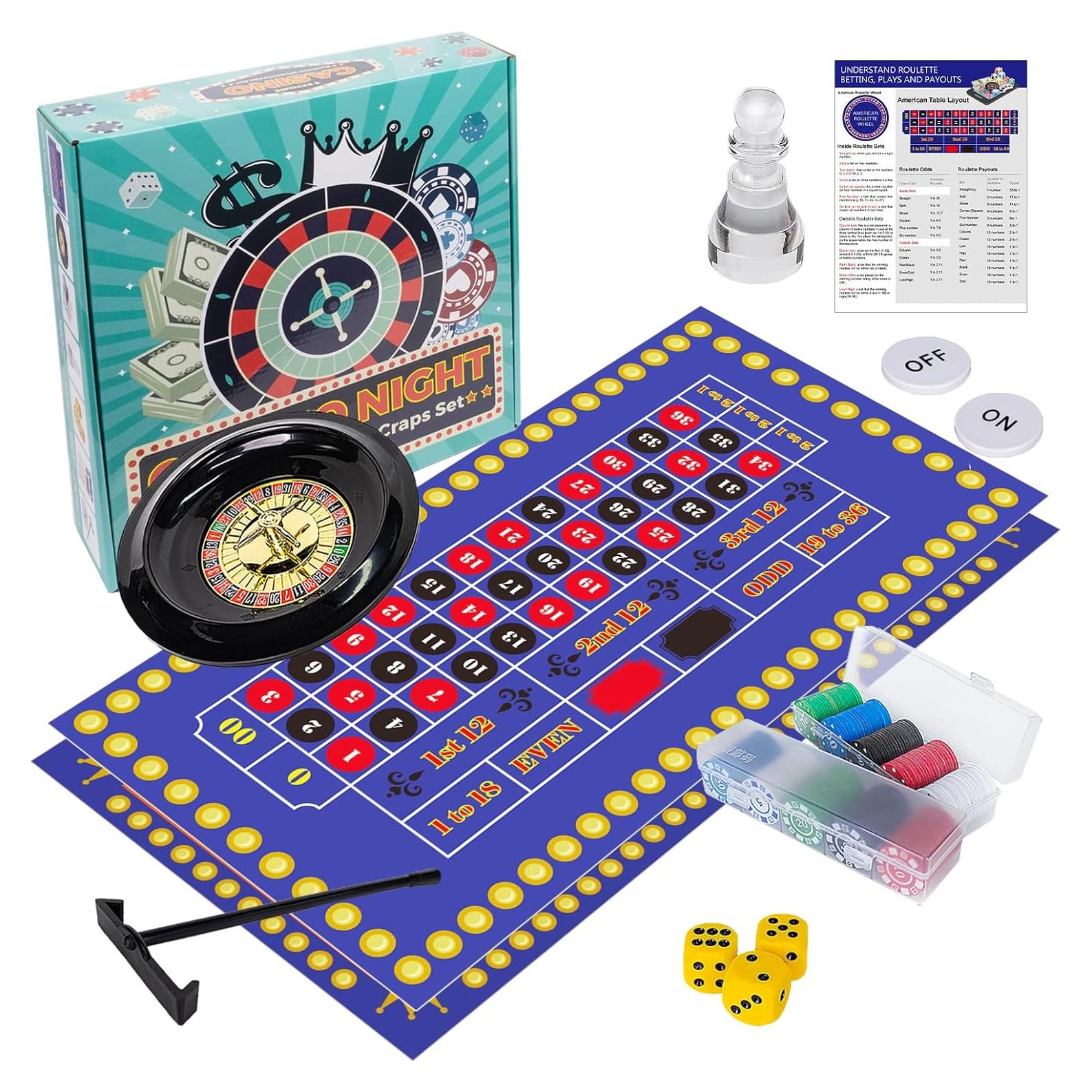 Juego de Ruleta y Craps Extguds con Tapete Doble Cara 120x60cm