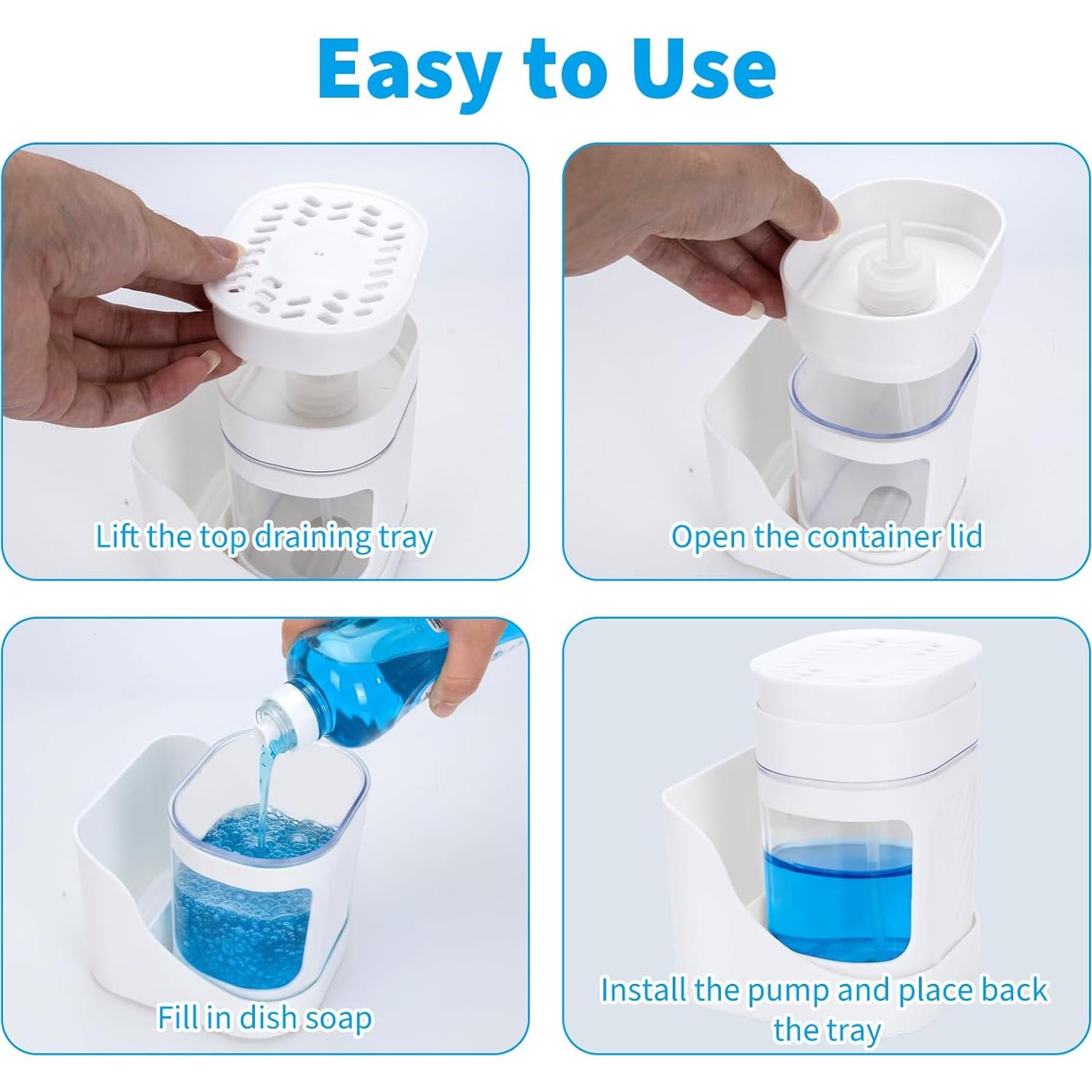 Dispensador de Jabón 2 en 1 Fevbcnrj Blanco con Soporte