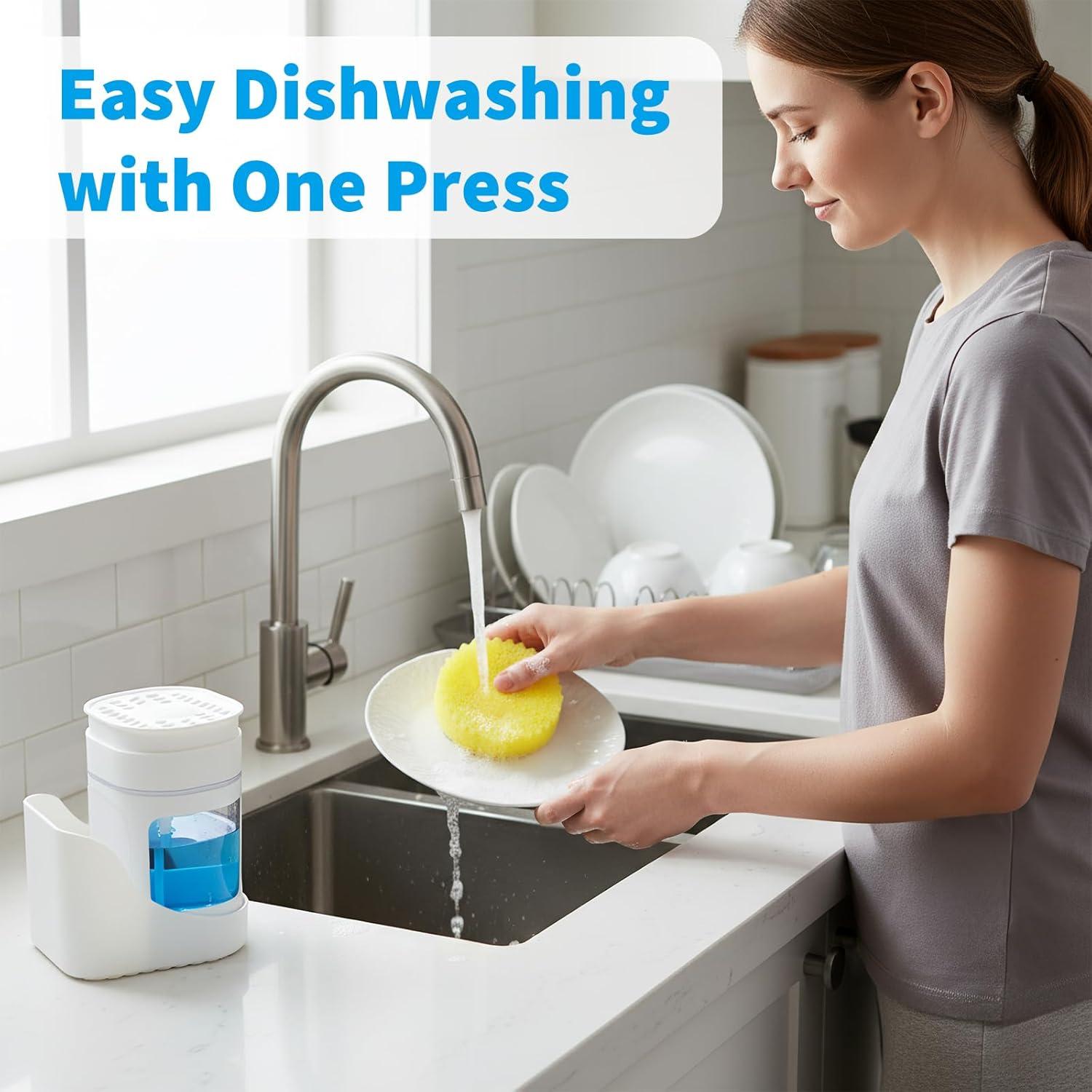 Dispensador de Jabón 2 en 1 Fevbcnrj Blanco con Soporte