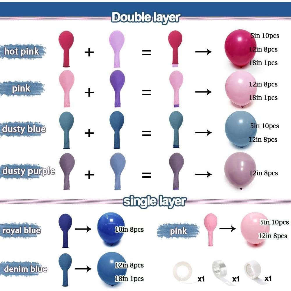 Kit Guirnalda de Globos Rosa Fucsia Azul Púrpura Partycus