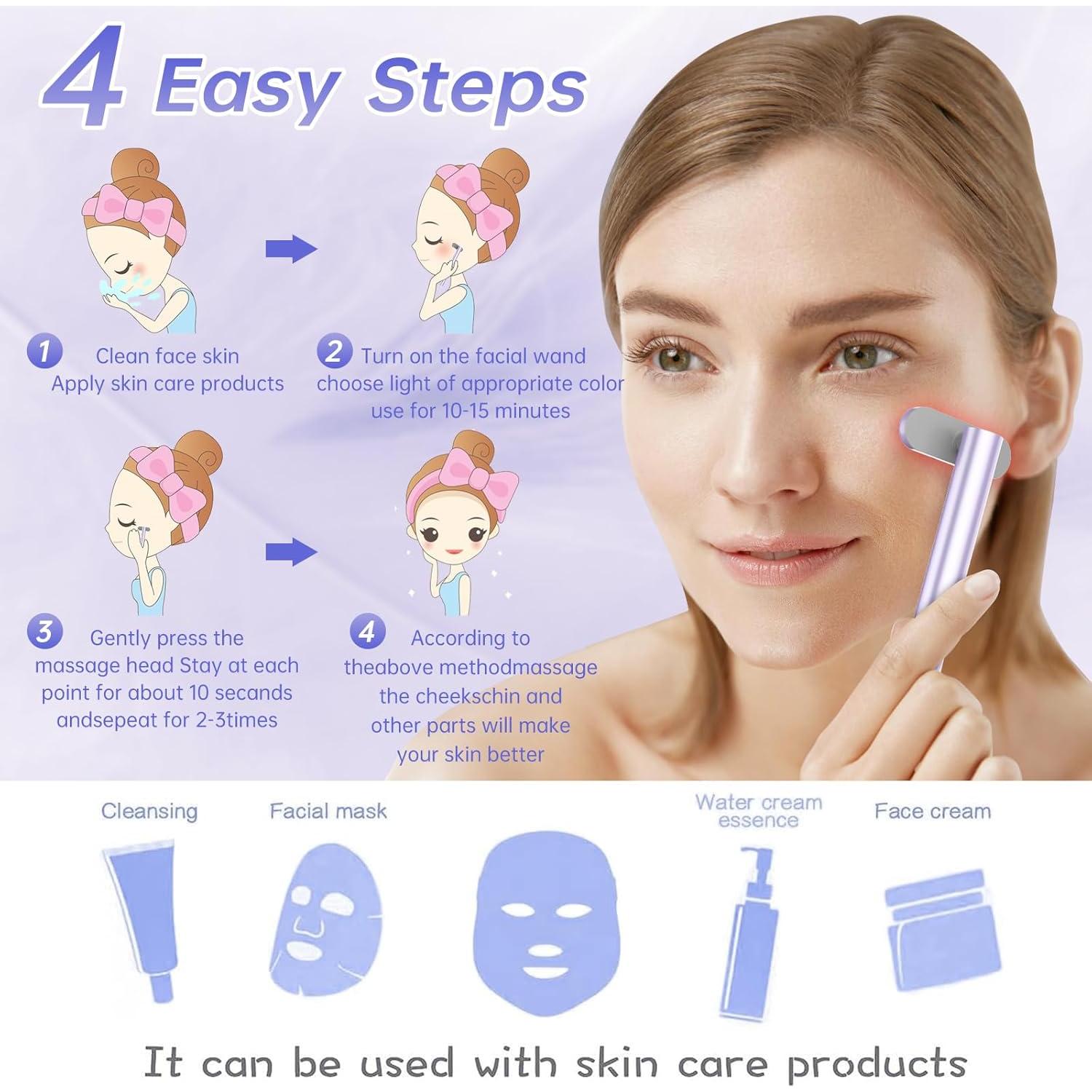 Varita de Terapia de Luz LED 7 en 1 para la Piel