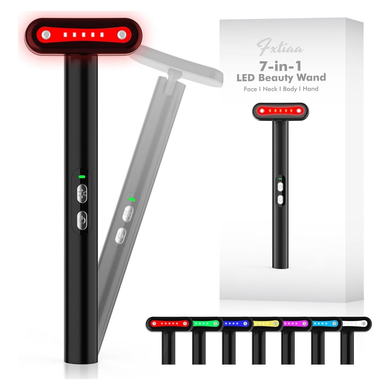 Varita Facial LED 7 Colores - Cuidado de Piel - Negro