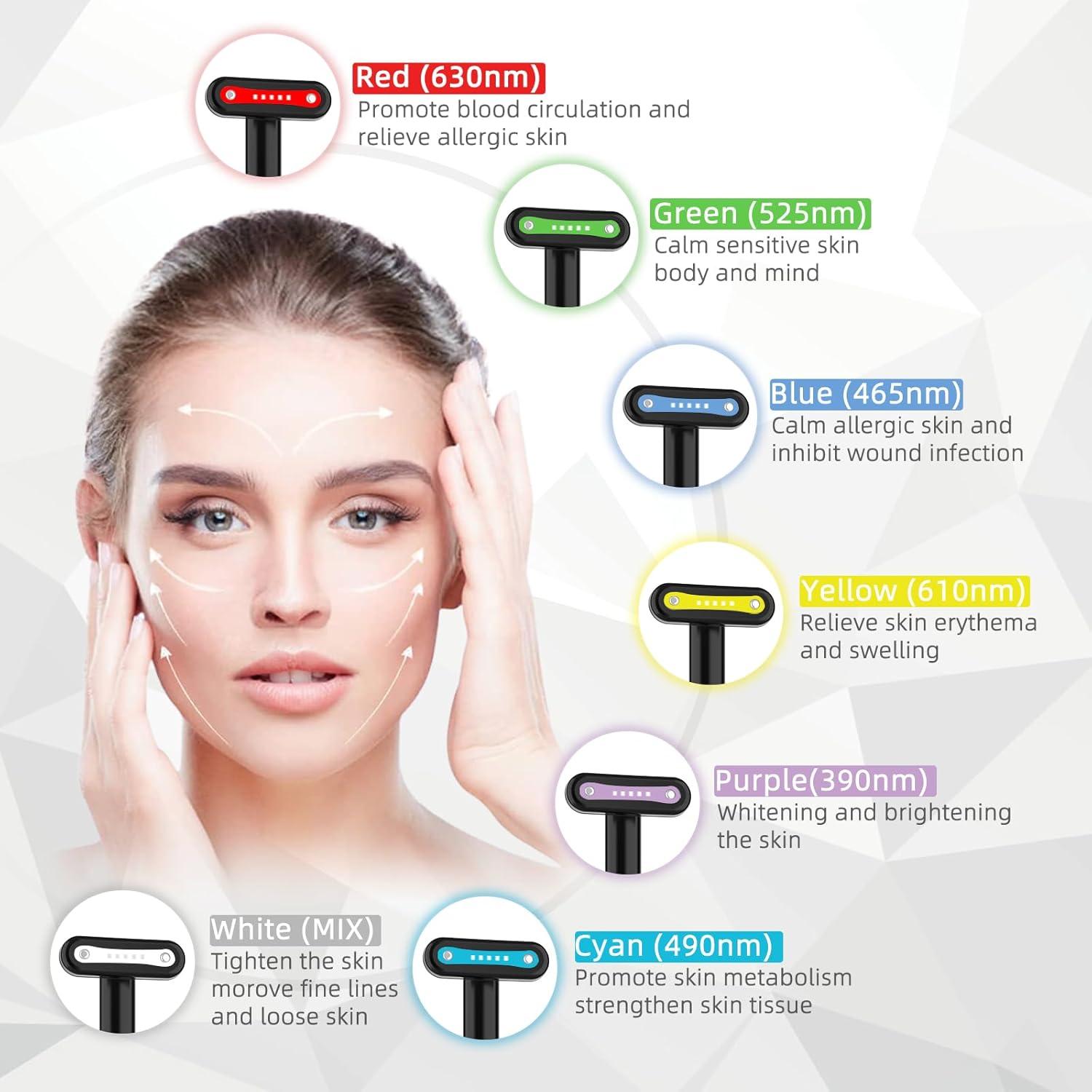 Varita Facial LED 7 Colores - Cuidado de Piel - Negro