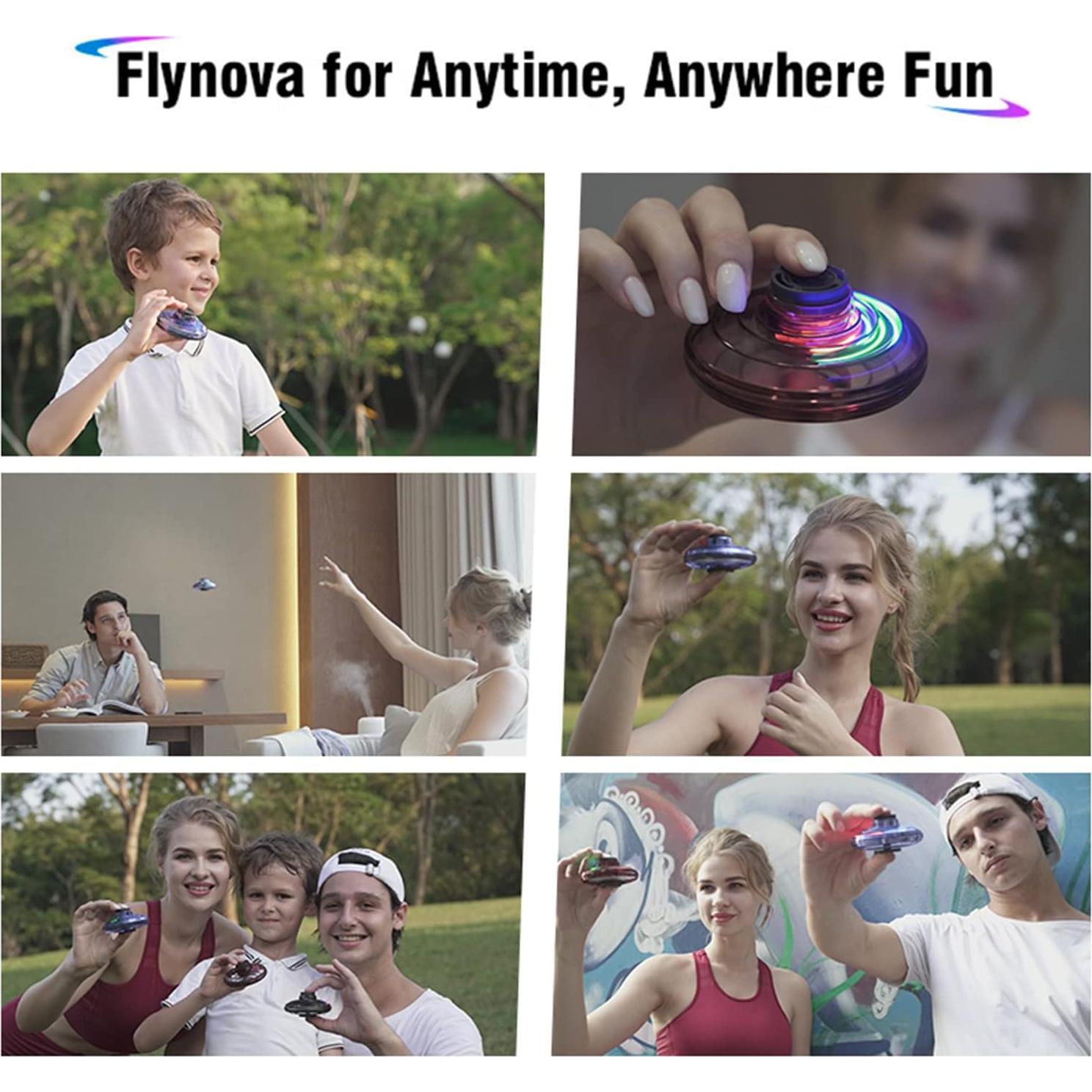 FLYNOVA Hand Operated Mini Drones,2025 UFO Magic Flying Orb Toys with Lights,Hover Boomerang Fidget Spinner,Christmas Birthday Gifts for Boys Girls Teen Age 6 7 8 9 10 11+,Funny Kids Party Favors