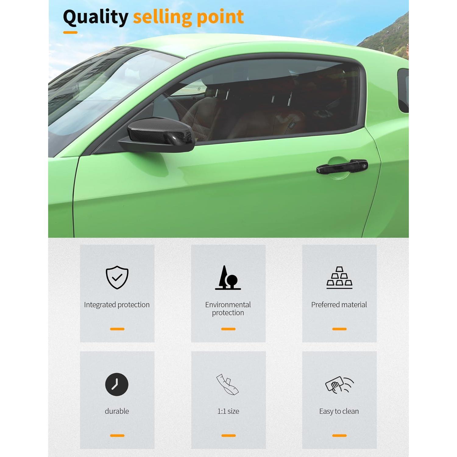 Cubierta Espejo Retrovisor Hoolcar + Manija Puerta Ford Mustang 2009-2014