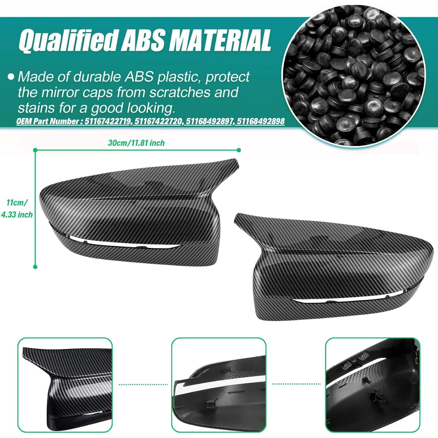 Cubiertas de Espejo Lateral de Fibra de Carbono Qlhshop para BMW