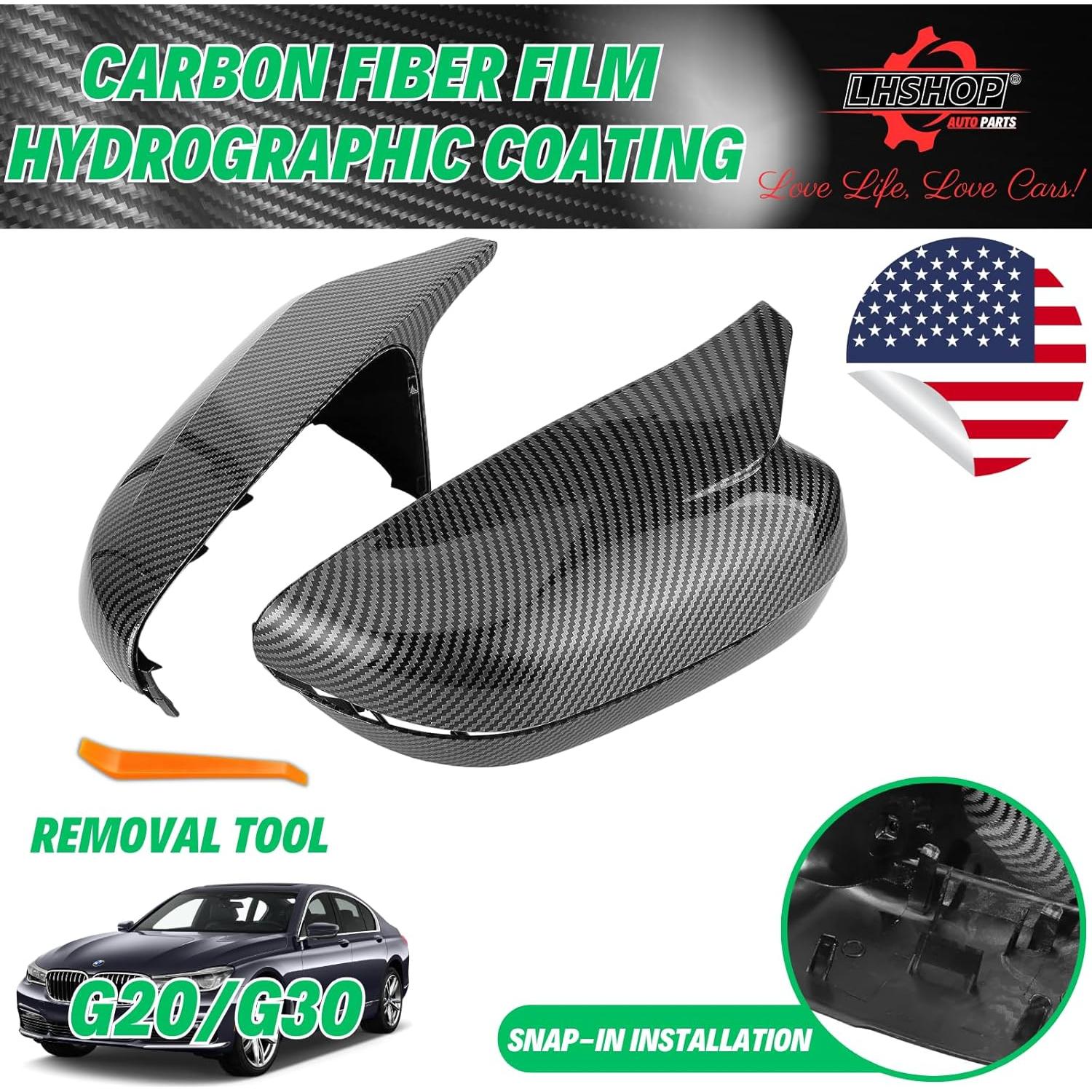 Cubiertas de Espejo Lateral de Fibra de Carbono Qlhshop para BMW