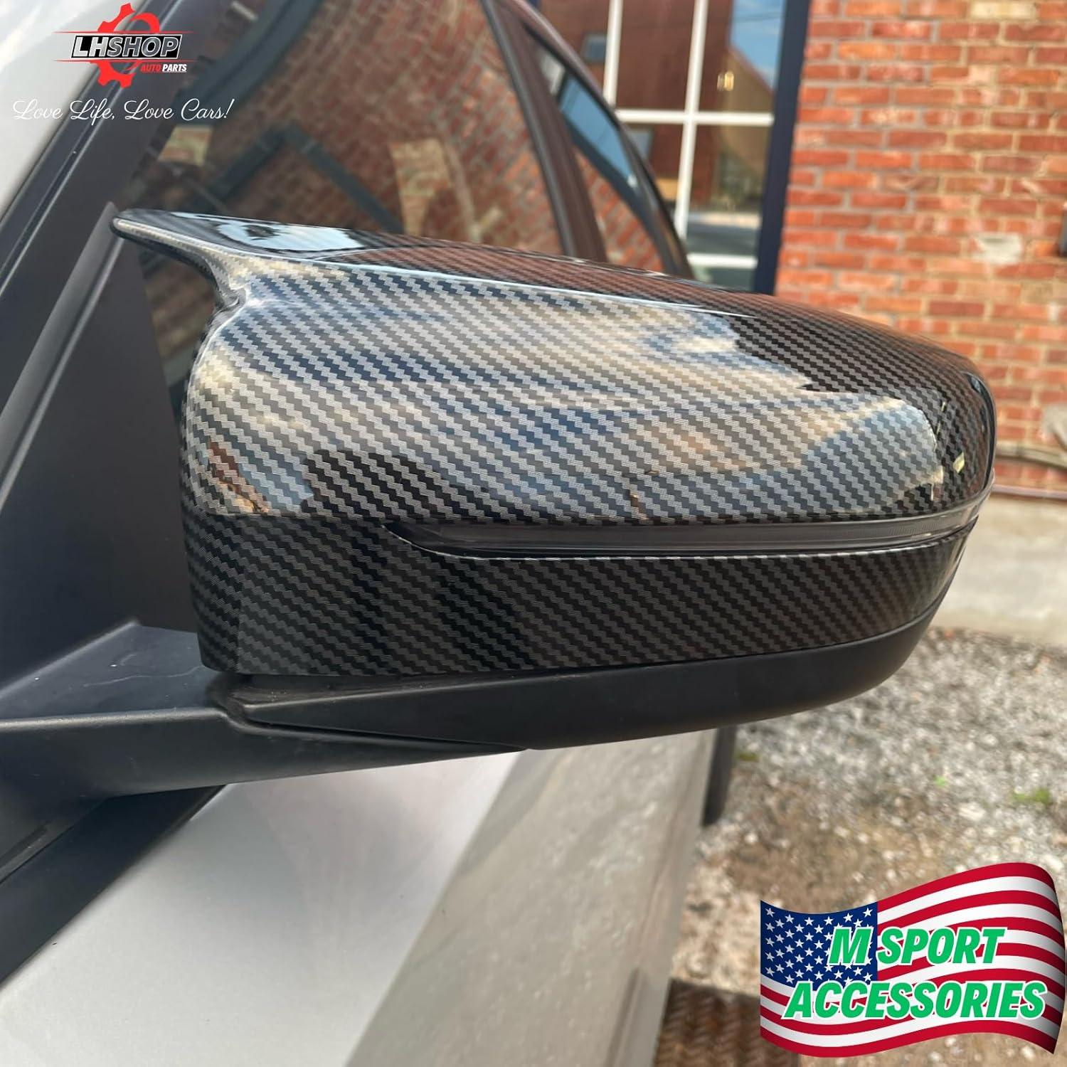 Cubiertas de Espejo Lateral de Fibra de Carbono Qlhshop para BMW