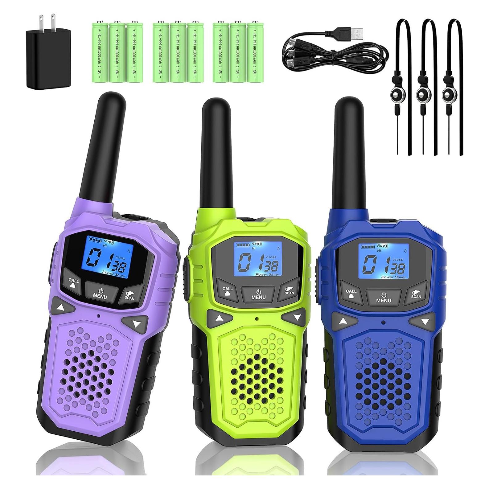 Walkie Talkies WokTok 3 Paquetes Azul Verde Morado