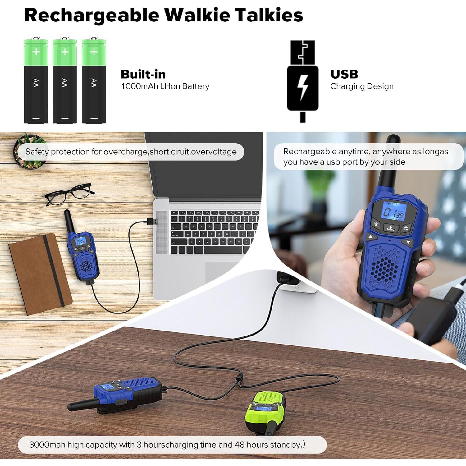 Walkie Talkies WokTok 3 Paquetes Azul Verde Morado