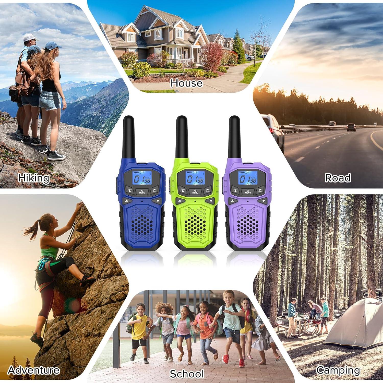 Walkie Talkies WokTok 3 Paquetes Azul Verde Morado