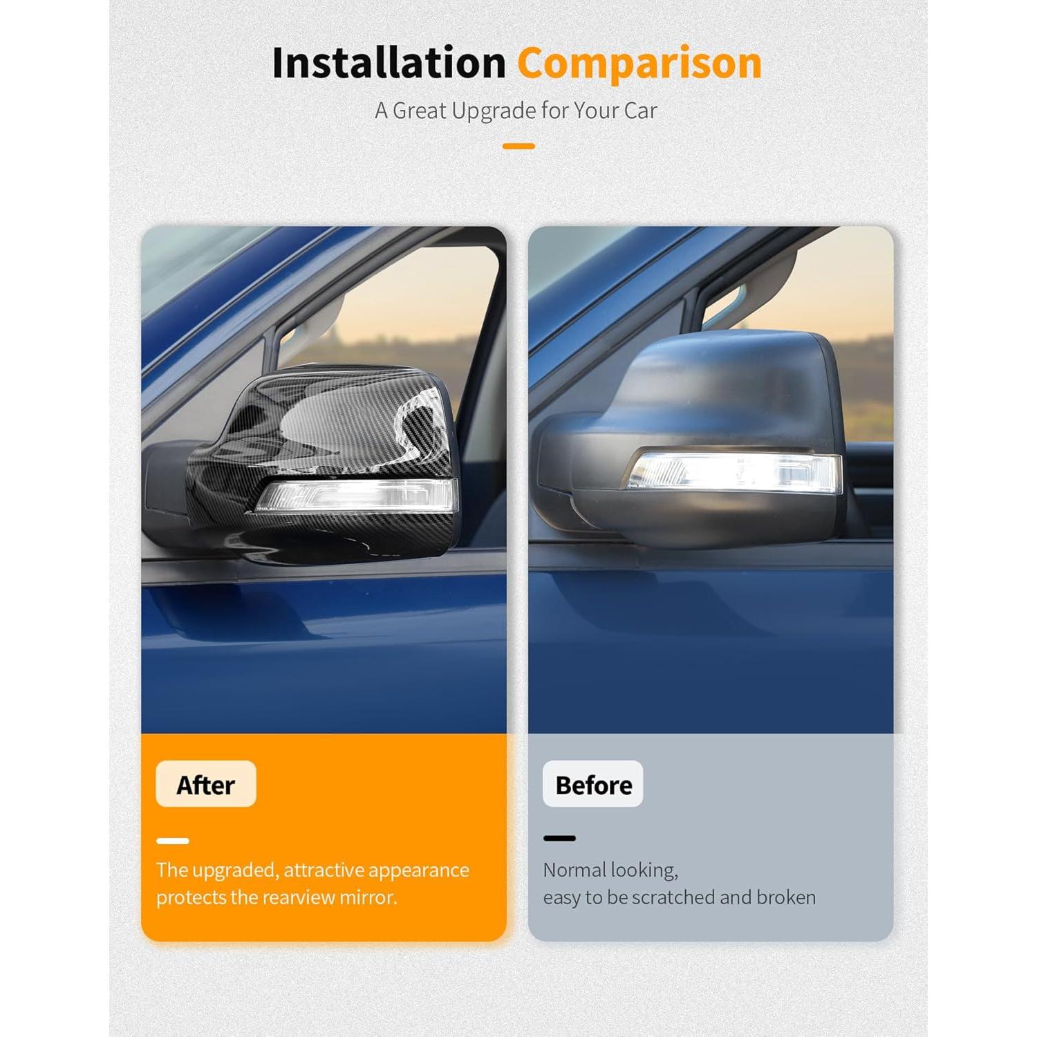 Cubierta Espejo Lateral Hoolcar Dodge Ram 2018-2025 Fibra Carbono