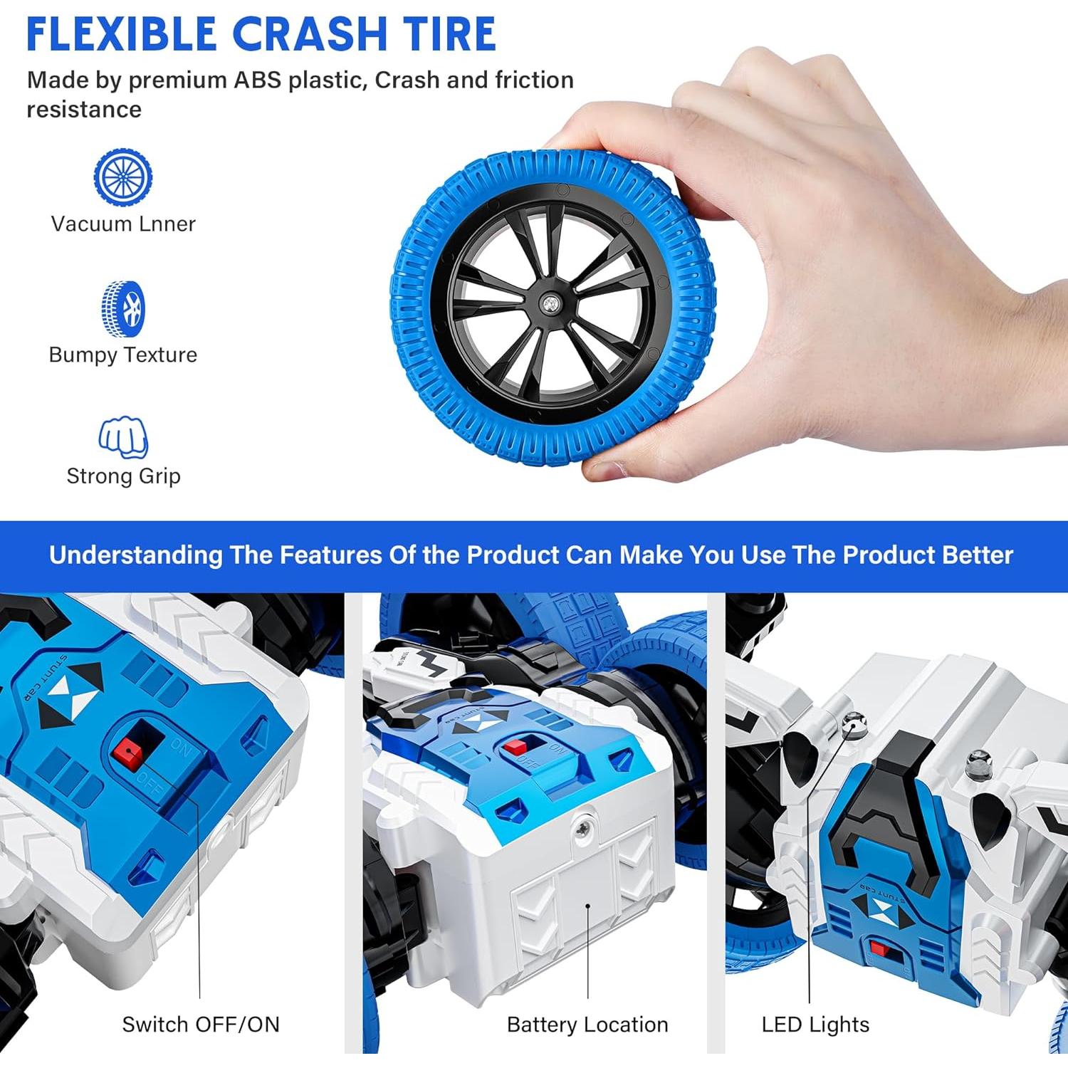 Coche RC Rcabcar Todo Terreno 4WD Acrobacias 360° Azul