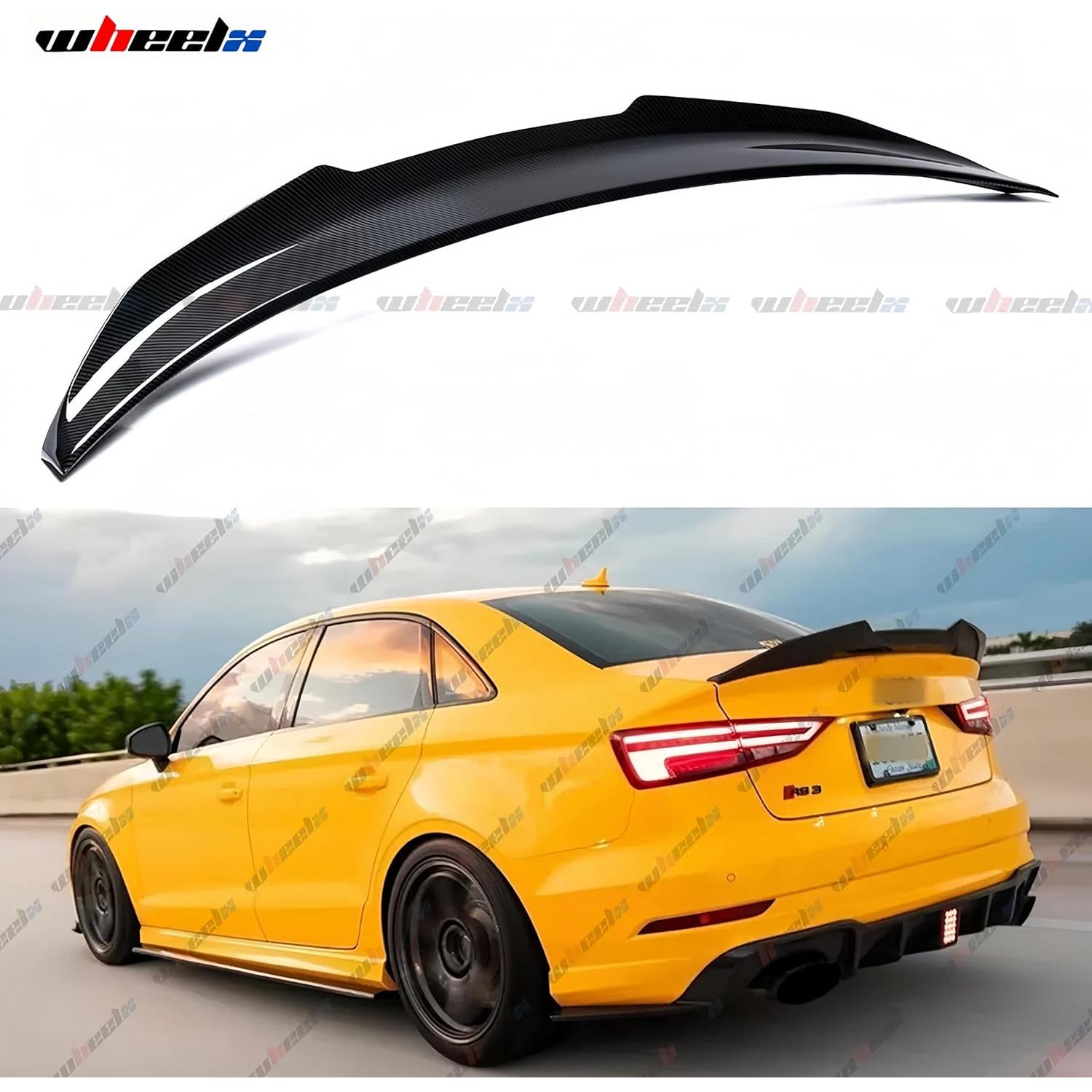 Alerón Trasero WheelX para Audi A3 S3 RS3 2014-2020 Fibra de Carbono