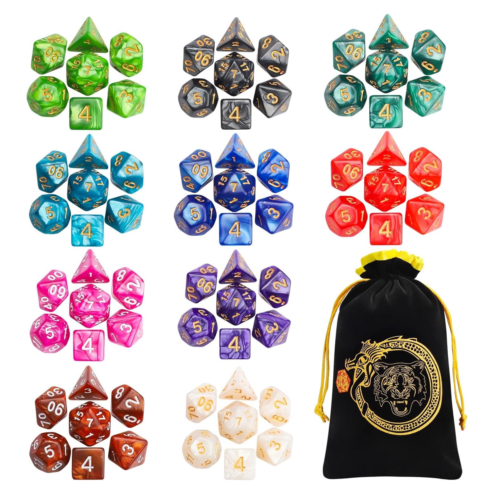 Conjunto de Dados Poliedricos CiaraQ 70 Piezas DND RPG