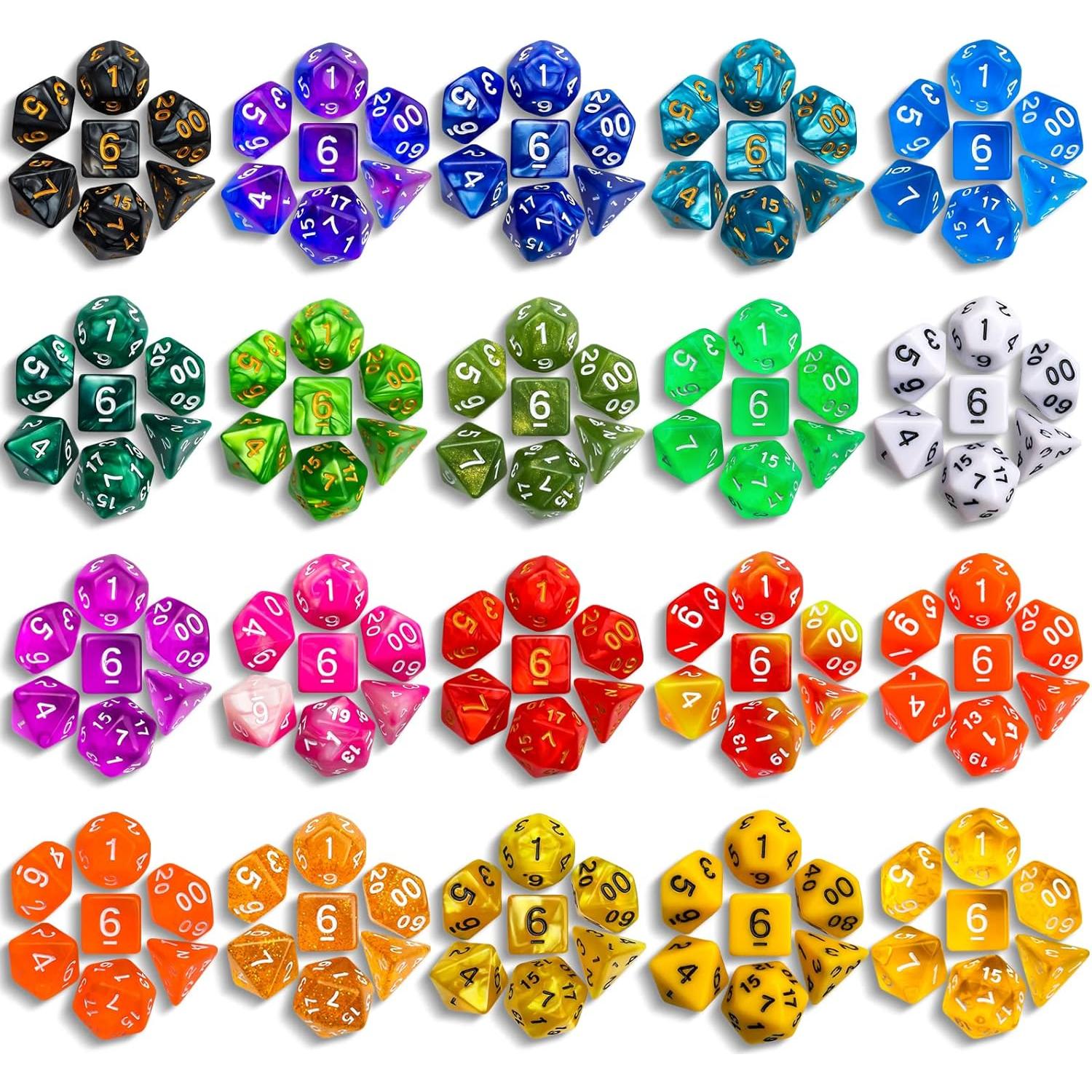 CiaraQ Dados DND 140pcs con Bolsa para Juegos de Rol