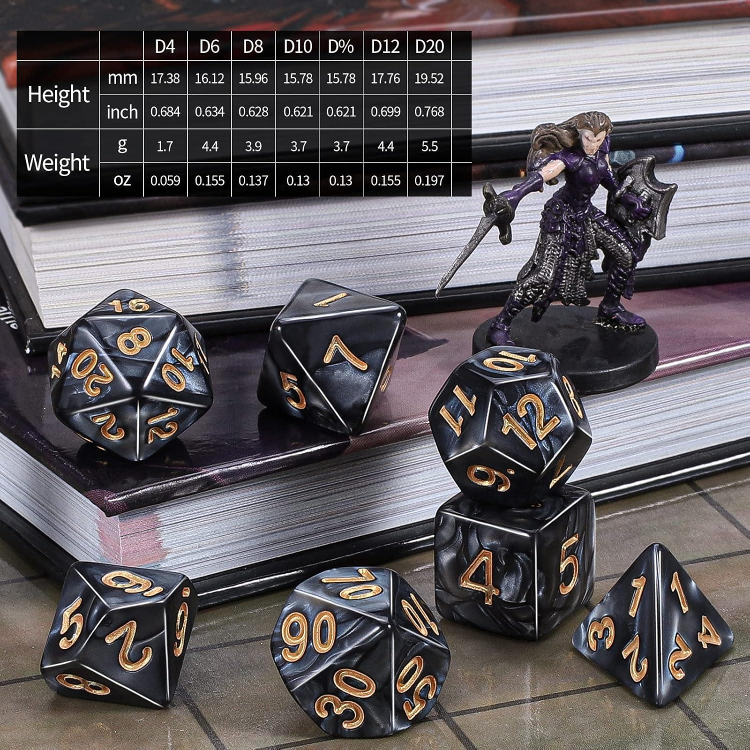 CiaraQ Dados DND 140pcs con Bolsa para Juegos de Rol
