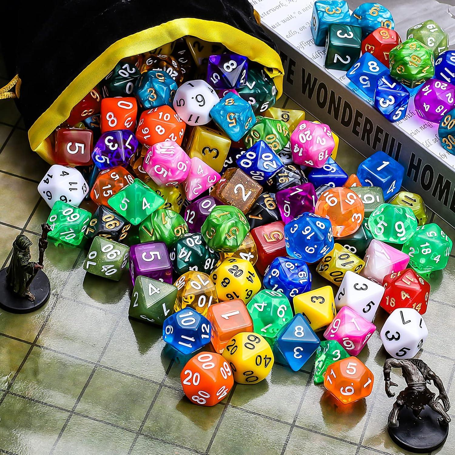 CiaraQ Dados DND 140pcs con Bolsa para Juegos de Rol