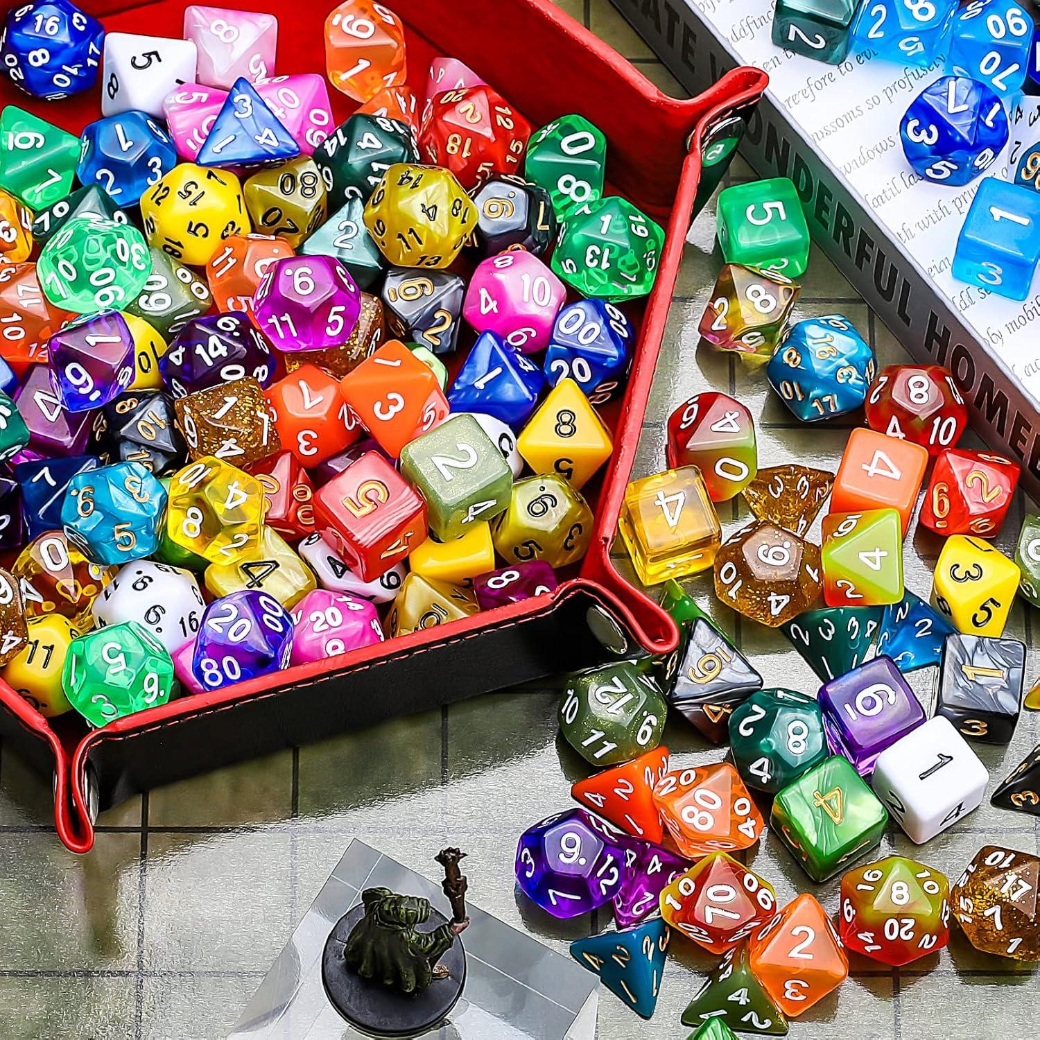 CiaraQ Dados DND 140pcs con Bolsa para Juegos de Rol