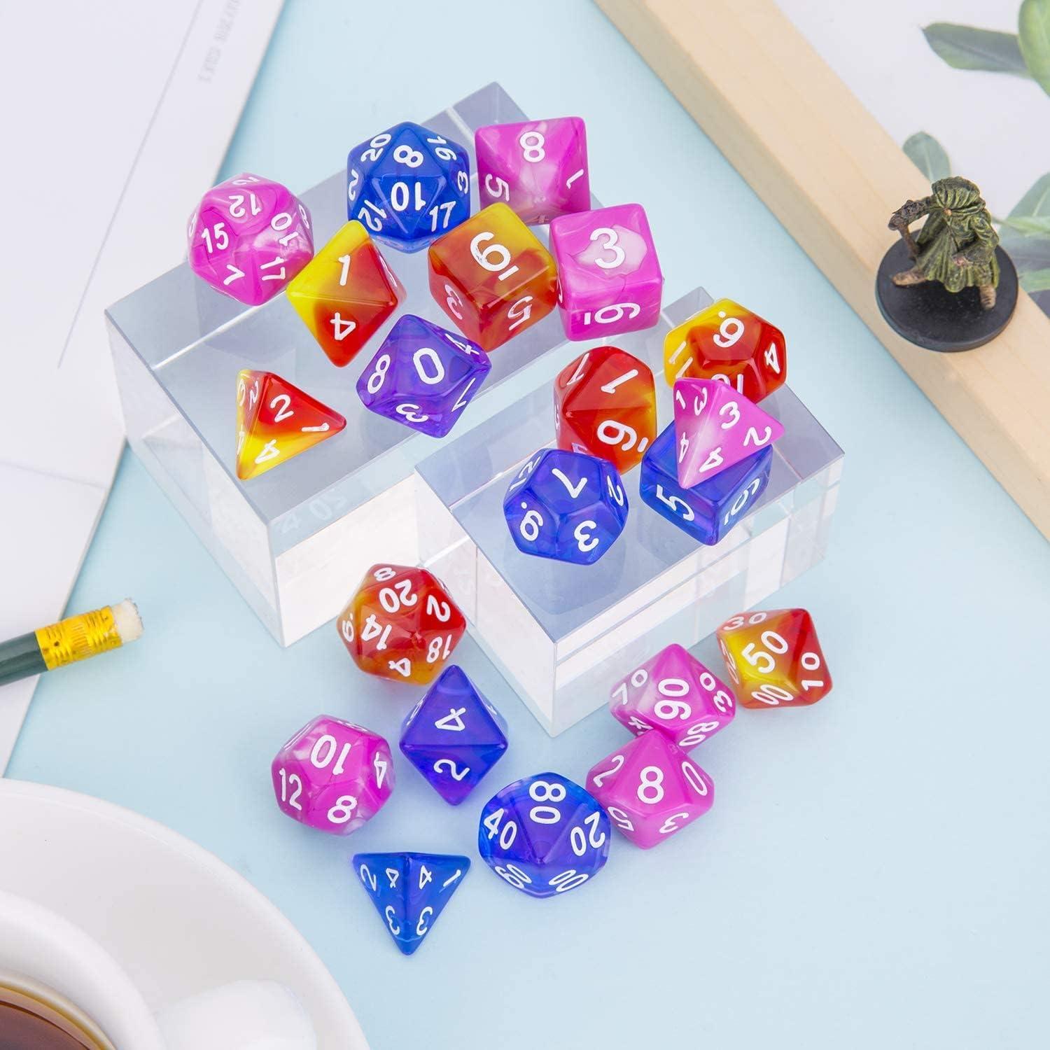 CiaraQ Dados DND 140pcs con Bolsa para Juegos de Rol