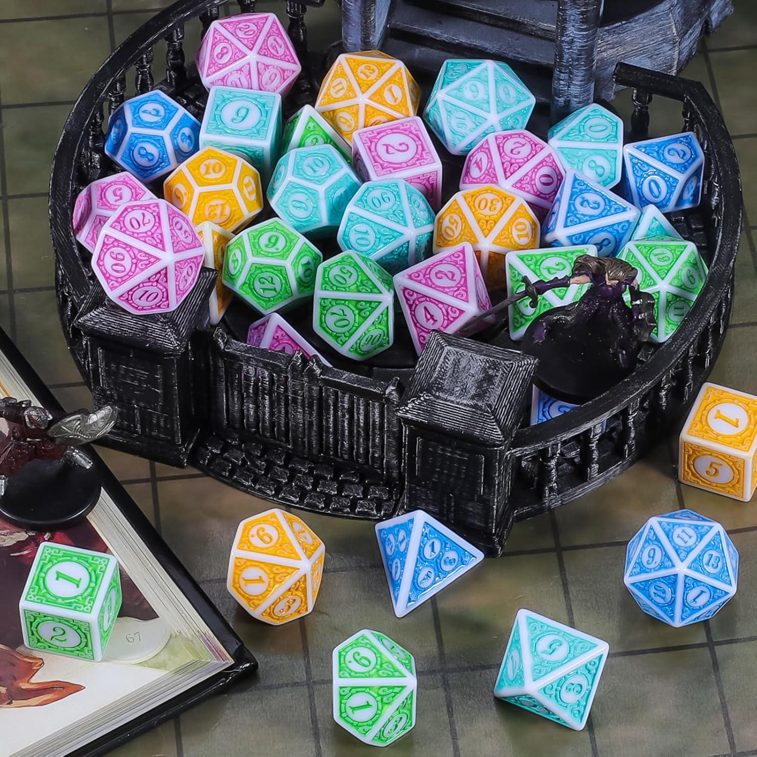 Dados Poliedricos CiaraQ 35 Piezas con 5 Bolsas