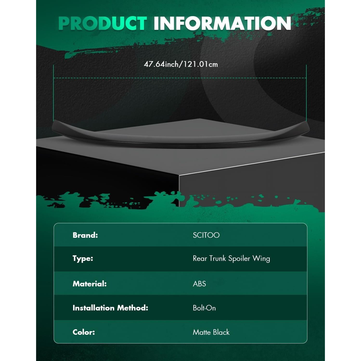 Alerón Trasero SCITOO Negro Mate para Toyota Corolla 2020-2022