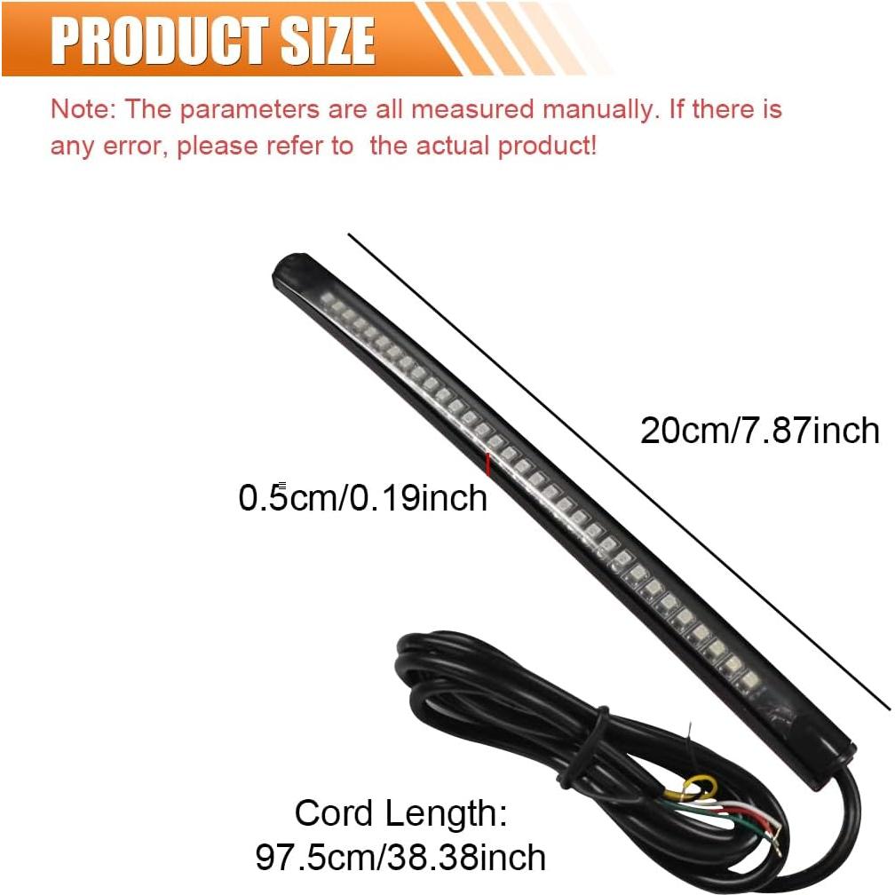 Tira LED de Freno ZIMISI 20 cm Impermeable Rojo y Ámbar